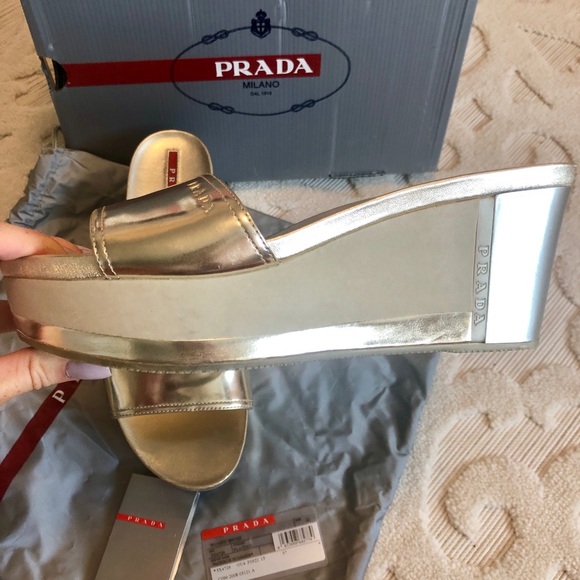 Prada Women’s Wedge Sandals Authentic Size EUR40 - Picture 8 of 14